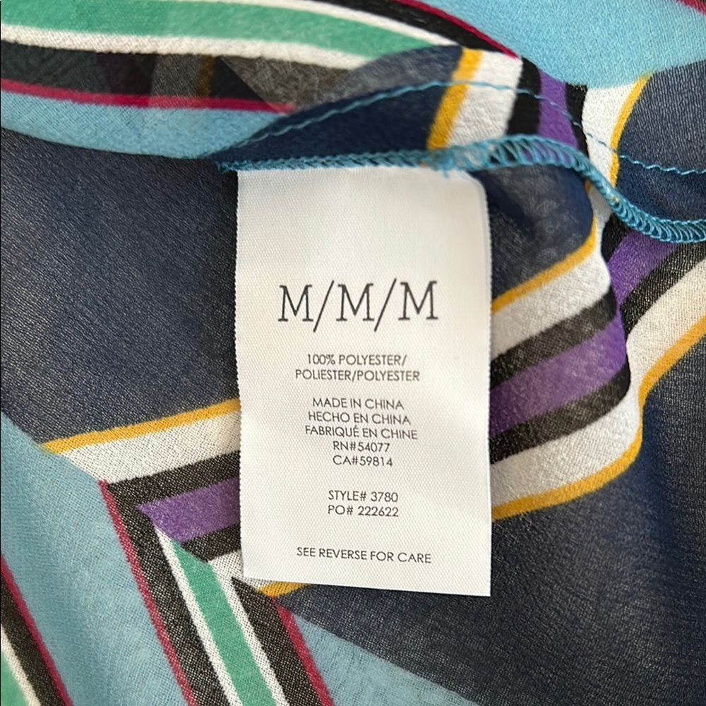 CAbi Sleeveless Chevron Stripe Blouse in Turquoise, Navy, Green - Picture 9 of 13
